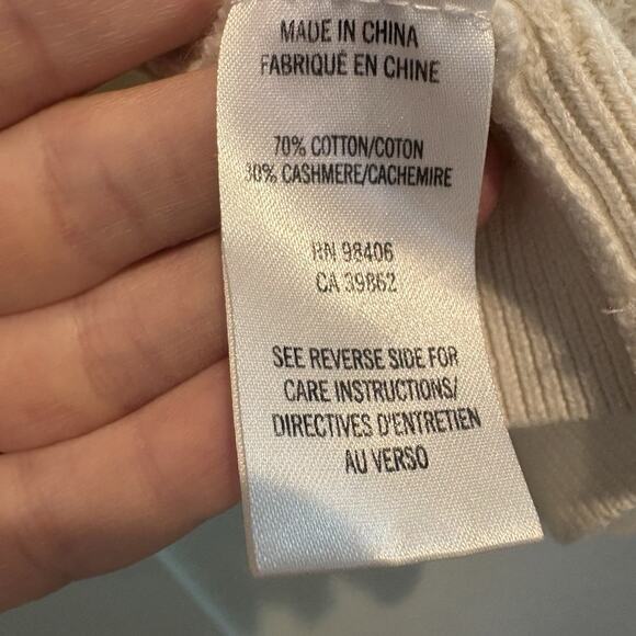 Theory Open Cardigan Petite XS P Cream Winxie Lagenlook Cashmere Blend Waffle - Picture 9 of 11